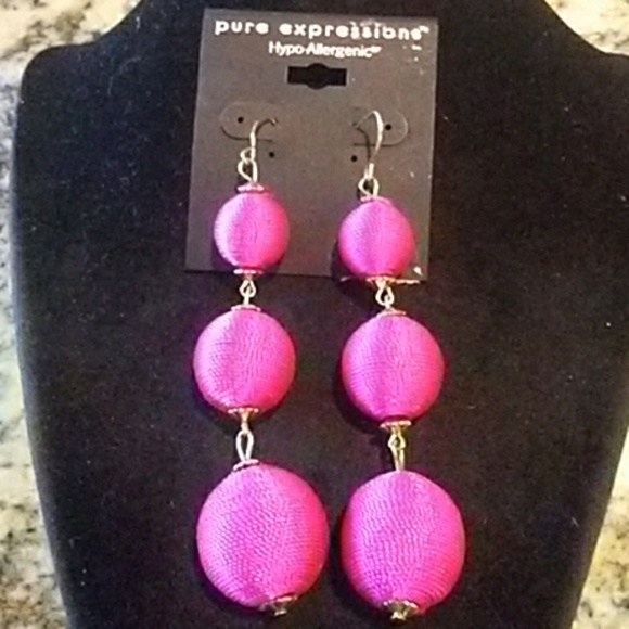 pure expressions Jewelry 3 Inch Bright Pink Ball Fashion Earrings